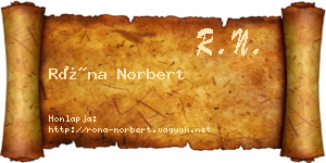 Róna Norbert névjegykártya